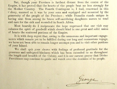 Extract of Address to the People of Otago from HRH Prince George, the Duke of York, 26 June 1901