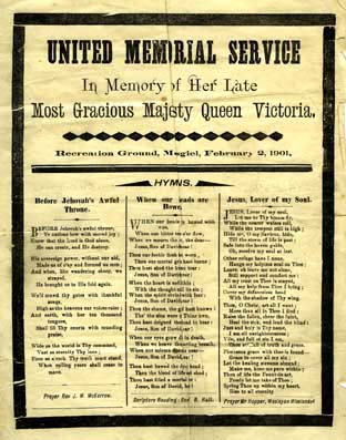 Memorial Serice to Queen Victoria, Mosgiel 2 Feb 1901