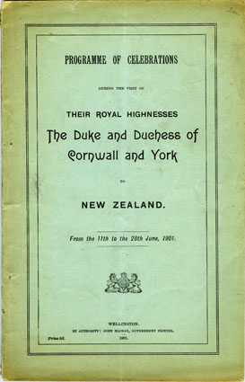 Royal Visit to New Zealand Programme, June 1901